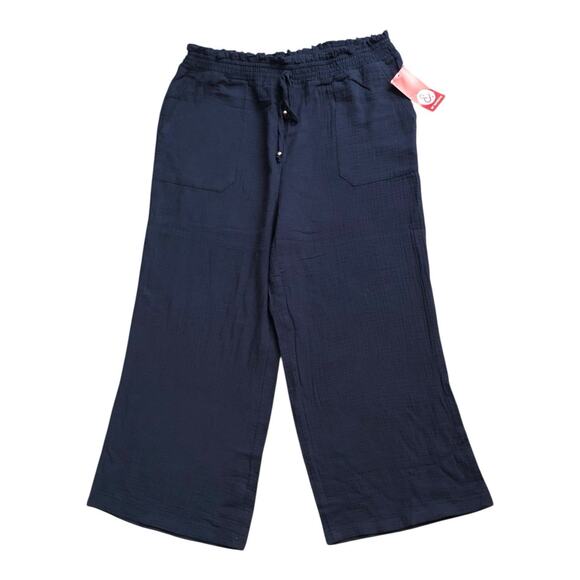 89th & Madison Pants - 89th & Madison Pants Womens L Navy Blue Cotton Wide Leg Cropped Gaucho NWT